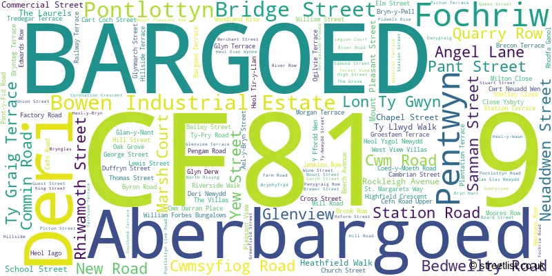 A word cloud for the CF81 9 postcode